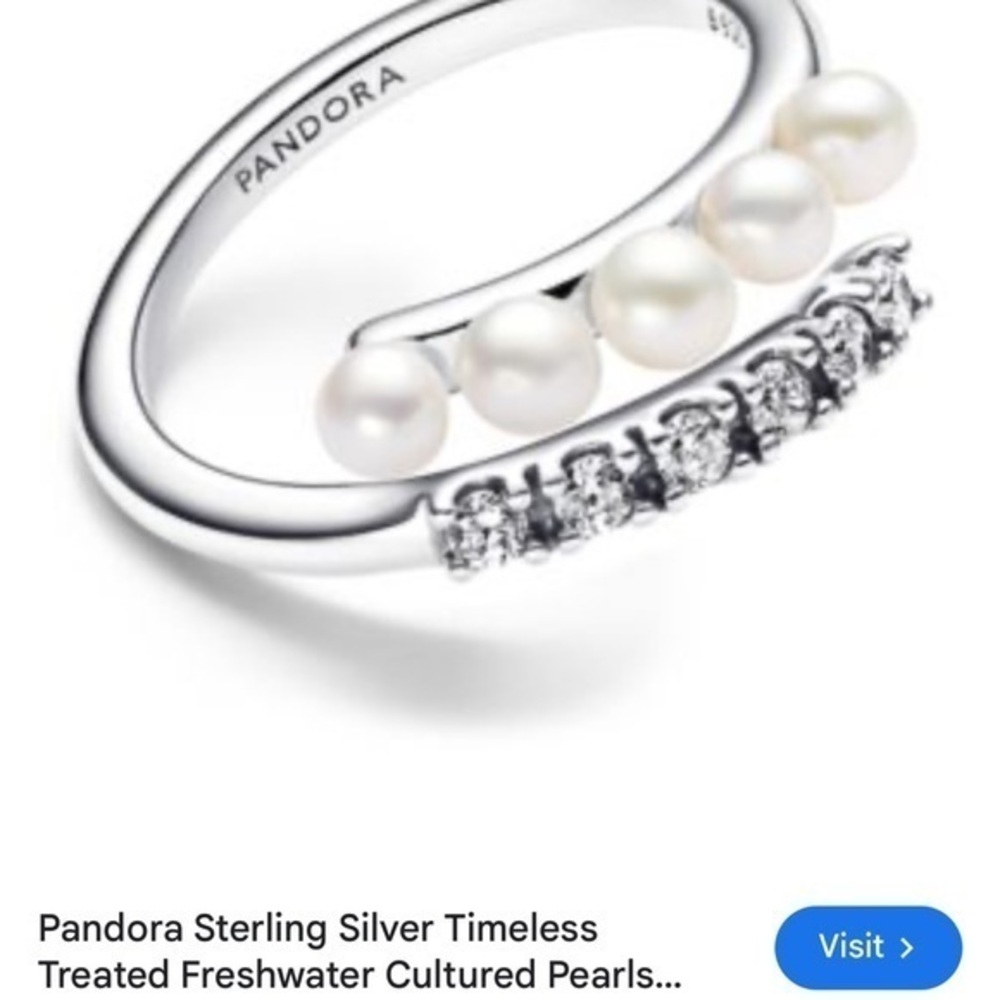 Pandora Silver Ring with White Pearls and Crystals